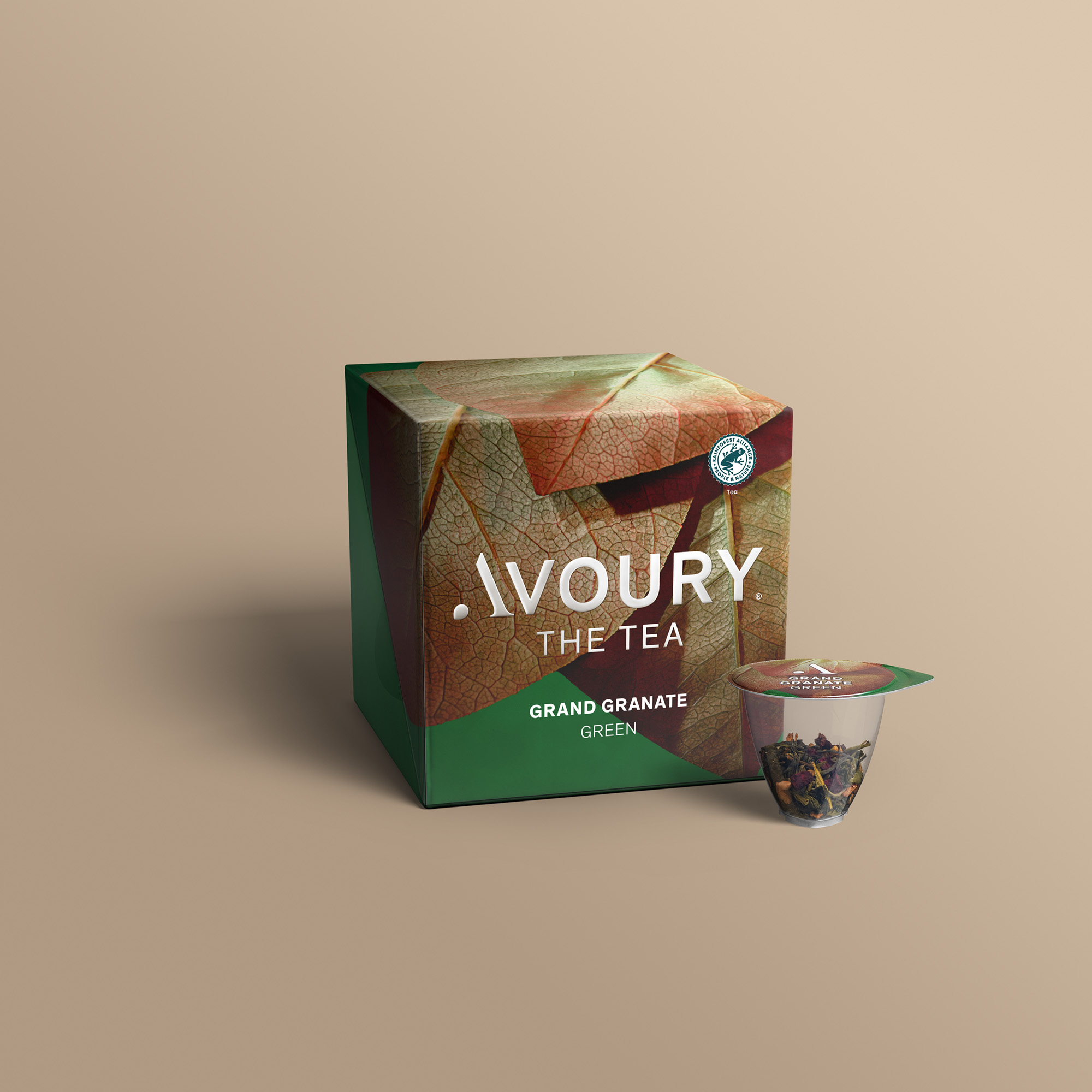 Avoury Grand Granate Teeverpackung mit Kapsel in 3D-Ansicht